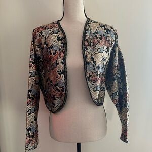 Vintage cropped tapestry bolo jacket